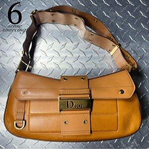 Dior Vintage Galliano Columbus Logo Shoulder Bag in Golden Brown